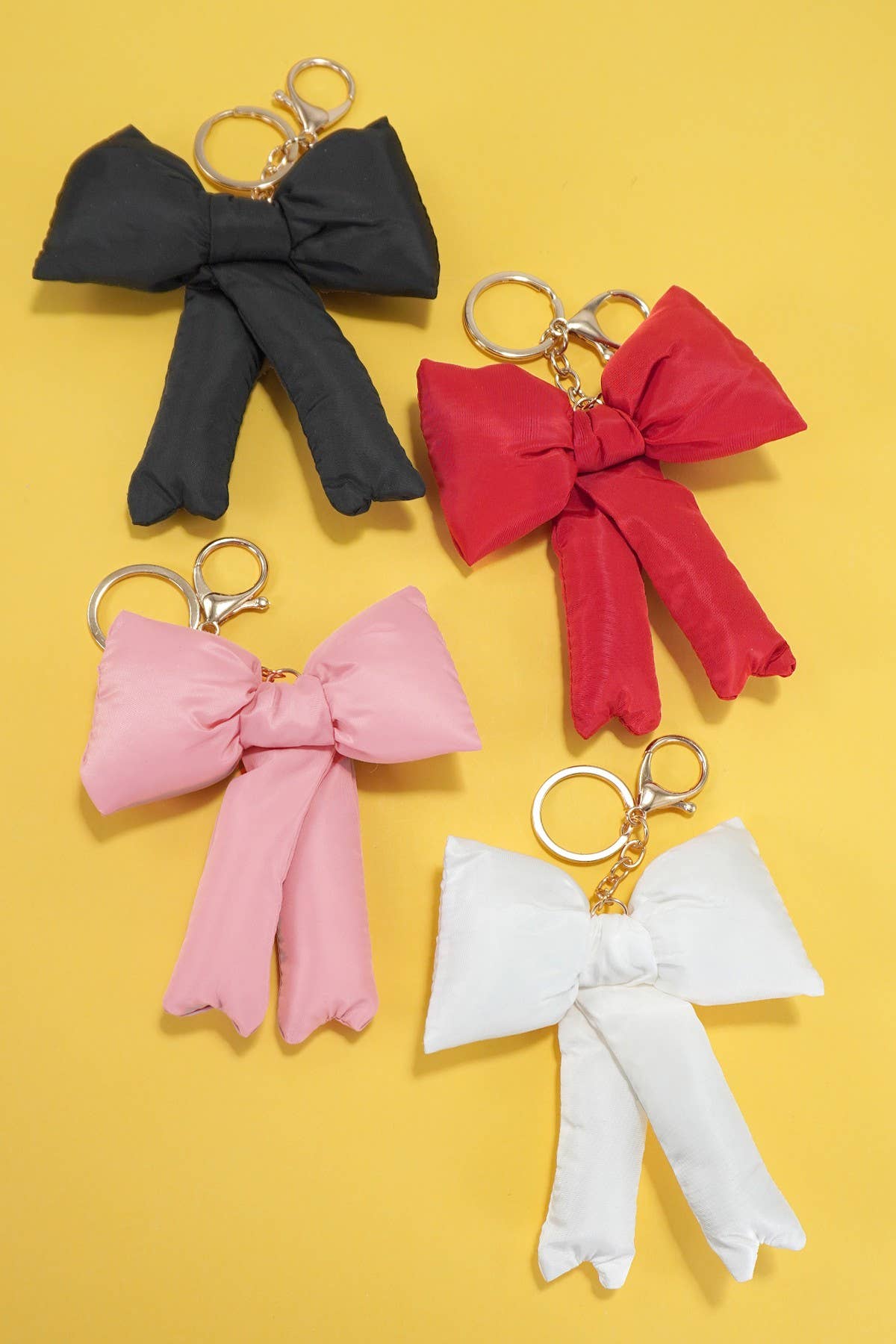 JOSSLYN by wall to wall - Wholesale Keychain - Women's - TRENDING PUFFY BOW RIBBON BAG CHARM KEYCHAIN | 40KC1091