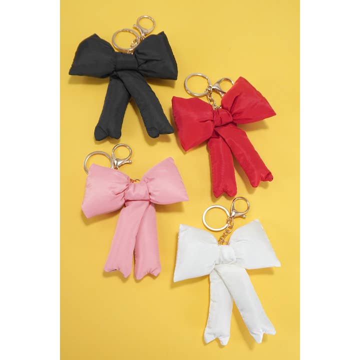 JOSSLYN by wall to wall - Wholesale Keychain - Women's - TRENDING PUFFY BOW RIBBON BAG CHARM KEYCHAIN | 40KC1096