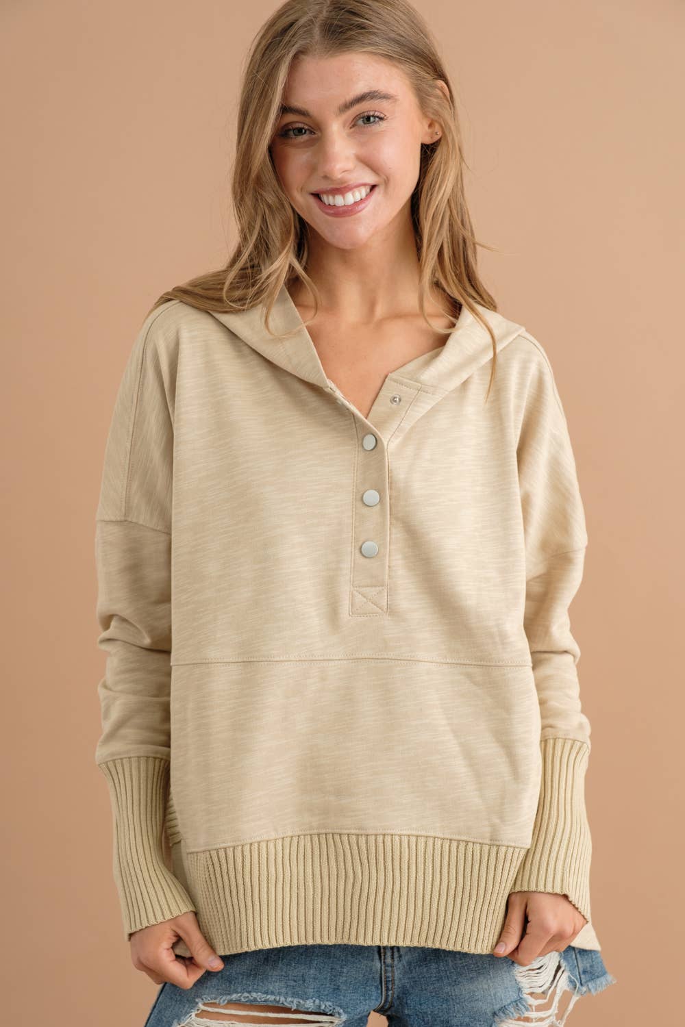 Blue B - Wholesale Hoodie - Women's - 22362T - Oversized Snap Up Hooded Pullover10