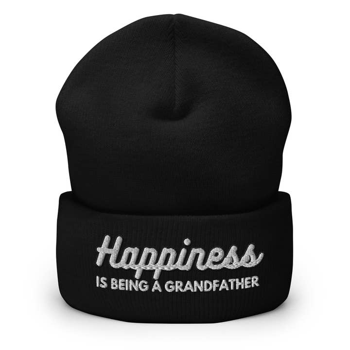 Bonnet à revers Happiness is Being a Grandfather - Best Grandfather Beanie pour la vente par The Beanie Shop