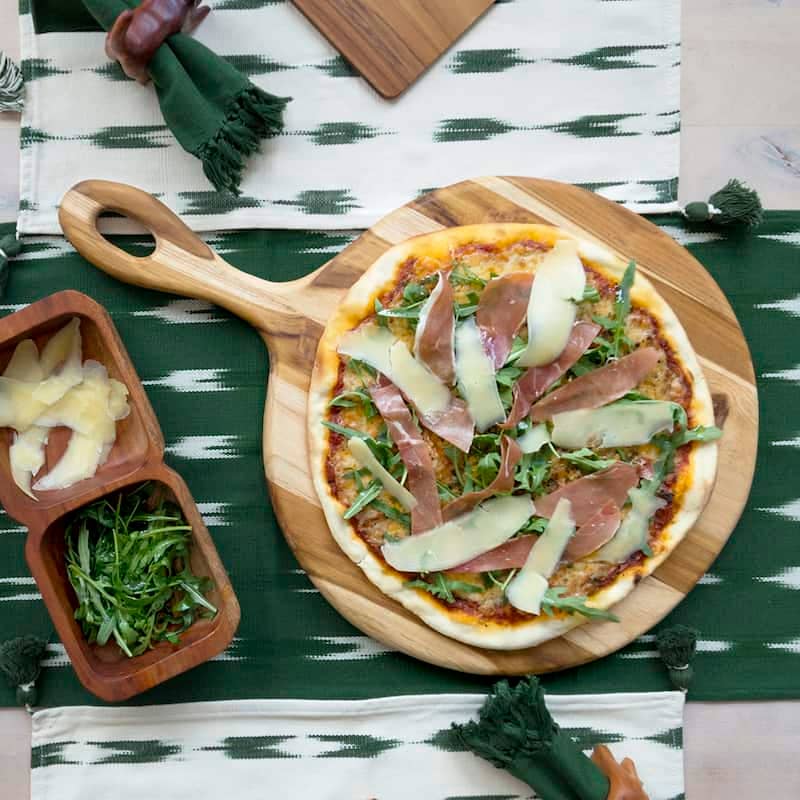 Upavim Crafts - Wholesale Cheese Board - Teak Large Round Charcuterie Board with Handle1