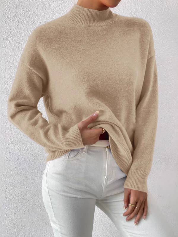 Masyal - Wholesale Knit Sweater - Women's - Autumn Winter Half Turtleneck Long Sleeve Sweater9