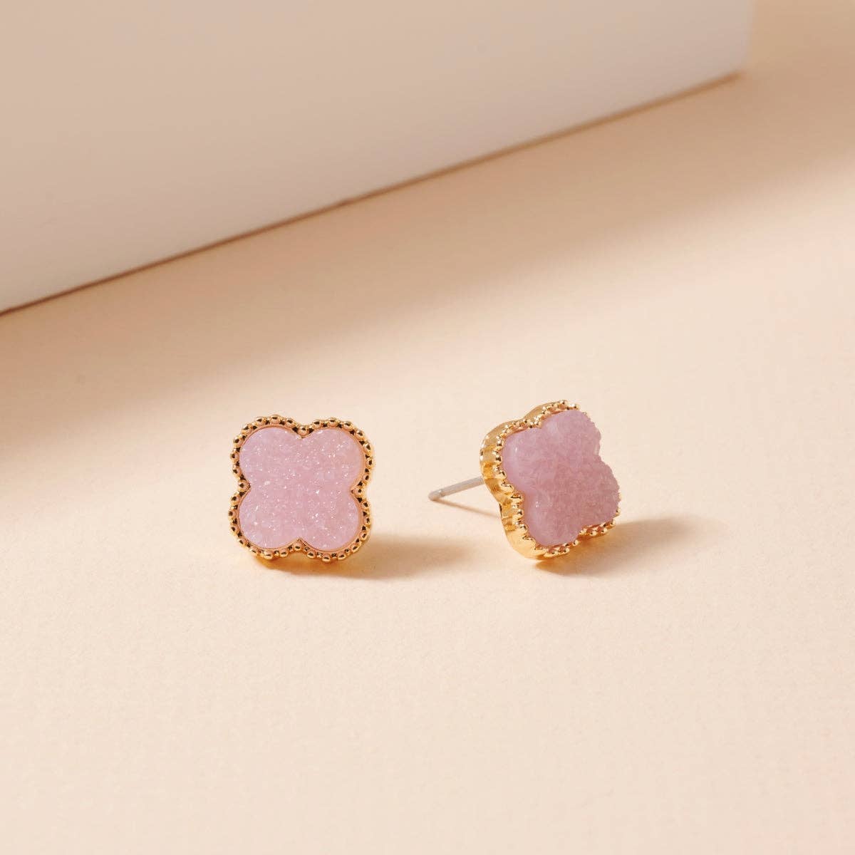 Frem - Wholesale Stud/Post Earrings - Mini Druzy Flower Stud Earrings23