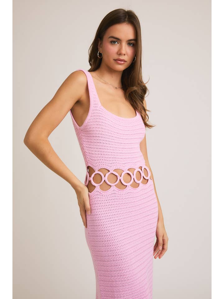 LE LIS - Wholesale Dress - Women's - SQUARE NECK SLEEVELESS CROCHET MIDI DRESS15