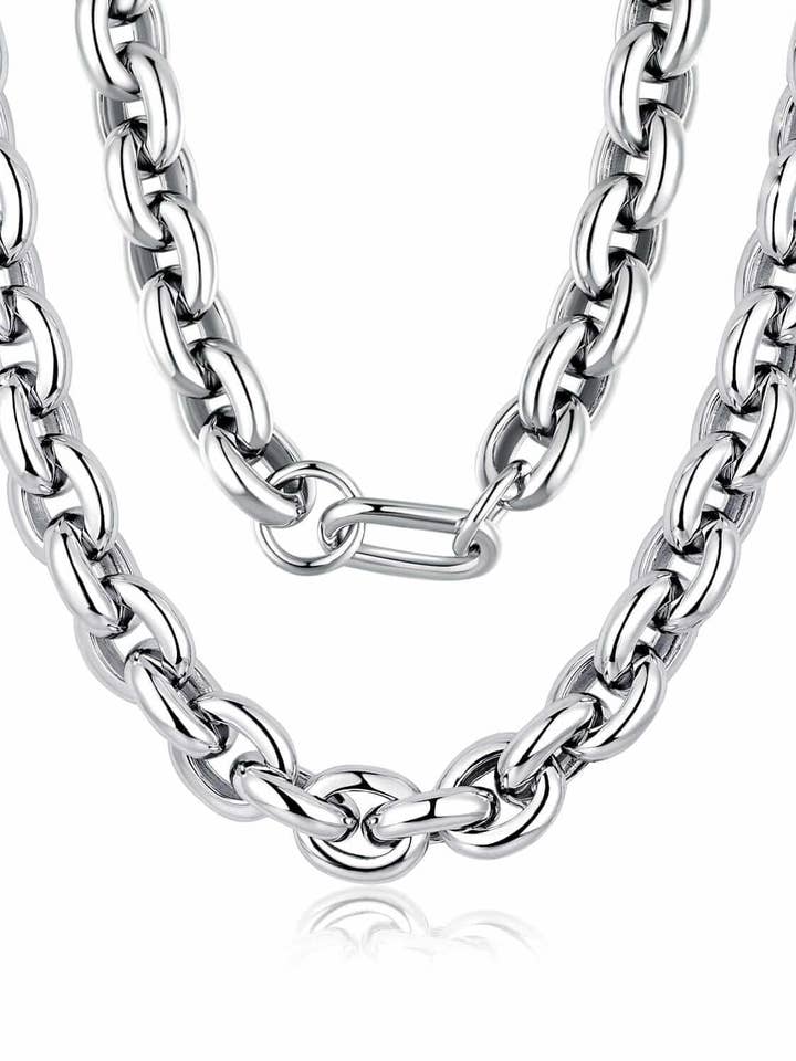 24K White Gold Rolo Statement Chain - 15mm for wholesale by Saurin Jiya