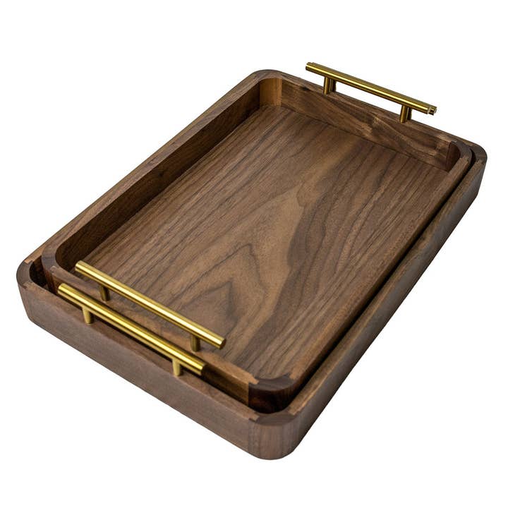 Walnut Serving Tray - Two-piece Combo (Large+Medium) for wholesale by ViBelle