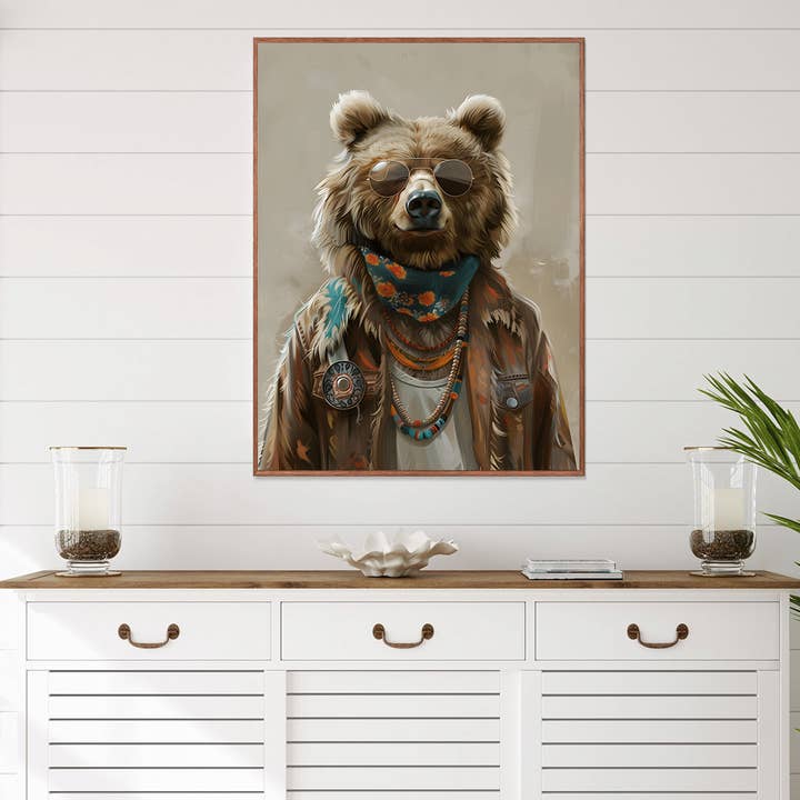 Arttique - Artistry Canvas Prints - Venta al por mayor Ilustración - Lienzo decorativo para pared con diseño de oso hippie