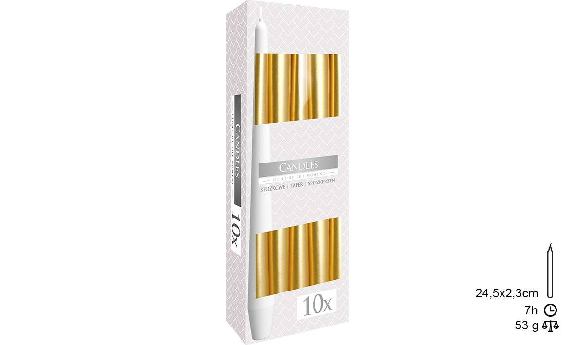 Esoterica Arte - Wholesale Tapered Candle/Candlestick - Cast Candle. Gold 23x245cm0