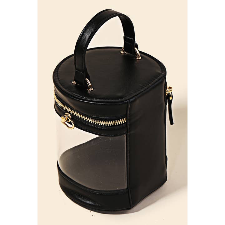 Anarchy Street - Wholesale Crossbody Bag - Women's - Clear Faux Leather Cylinder Bucket Bag