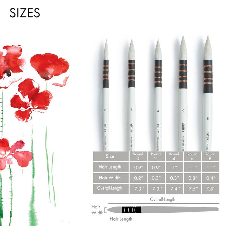 Artify - Wholesale Paint/Wax Brush - ARTIFY Professional Goat Hair Watercolor Brushes