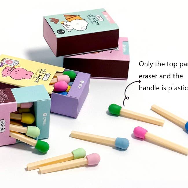 K_Wonderland - Wholesale Eraser - Unique Design Stationery- Matches Shape Eraser 8Pcs 1 Box
