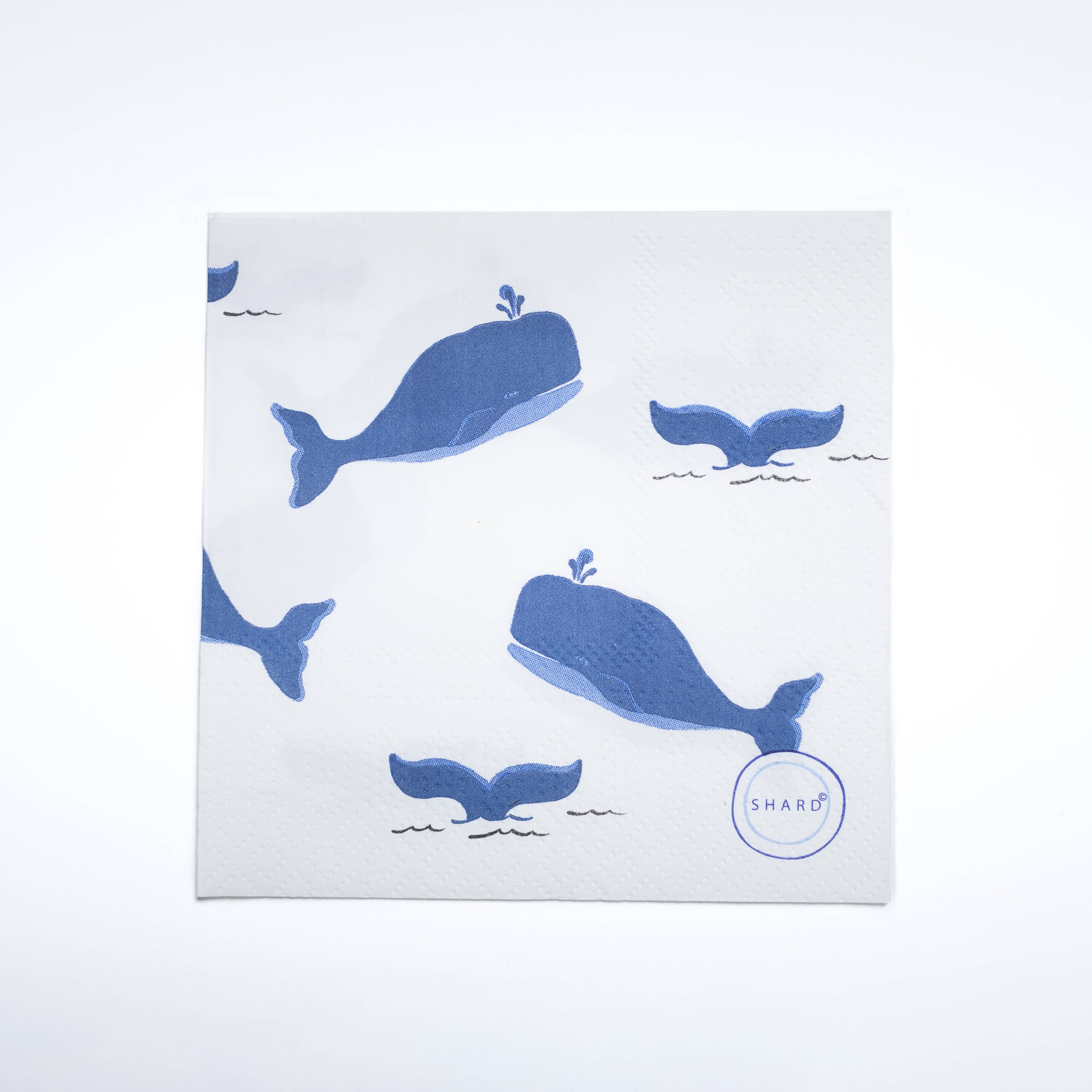 Shard at Home - Vente Serviettes jetables - Serviettes en papier pour cocktail Baleine bleue1