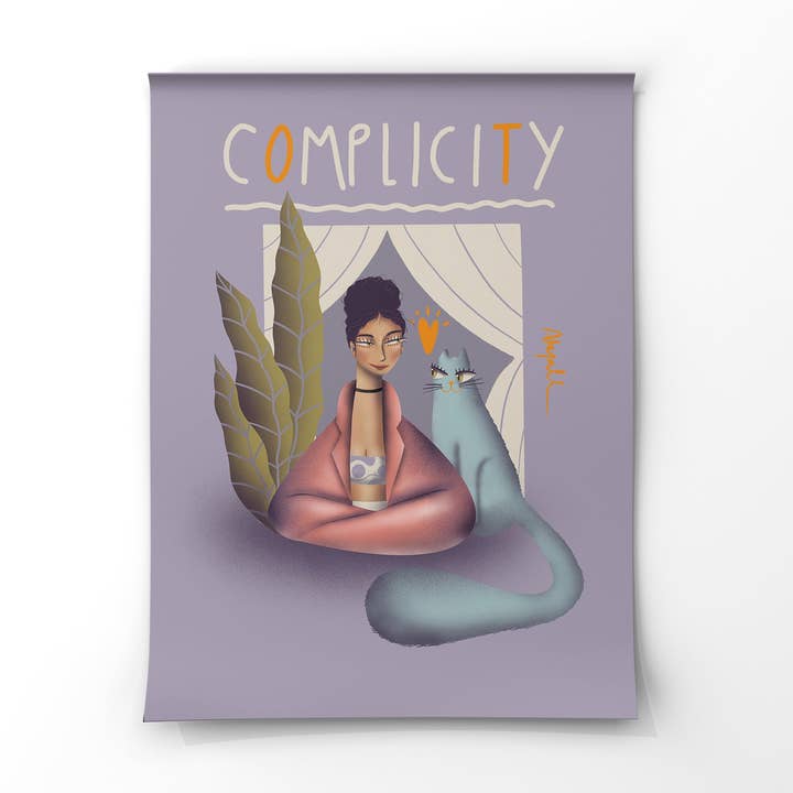 Poster Fine Art Print Giclée Cat and Woman for wholesale by Alejarte