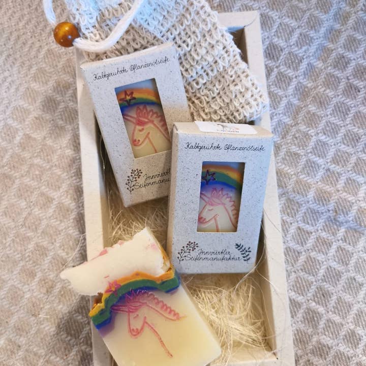 Cold-stirred vegetable oil soap “Unicorn” for wholesale by Innviertler Seifenmanufaktur