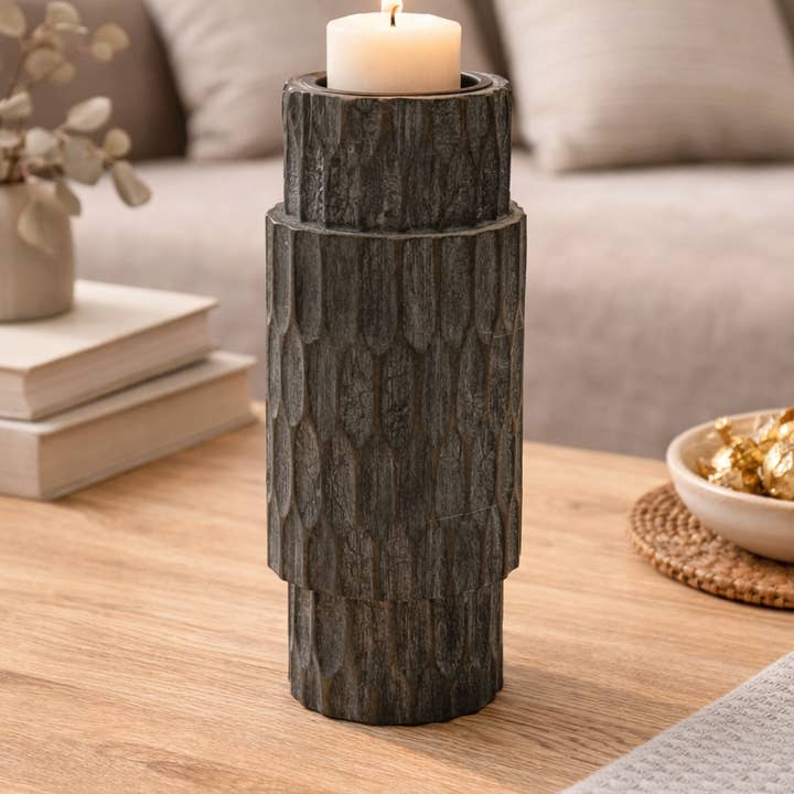 ExpoBazaar - Vente Bougeoirs - Porte-bougie | Élégant support de bougie en bois | 4x12"0