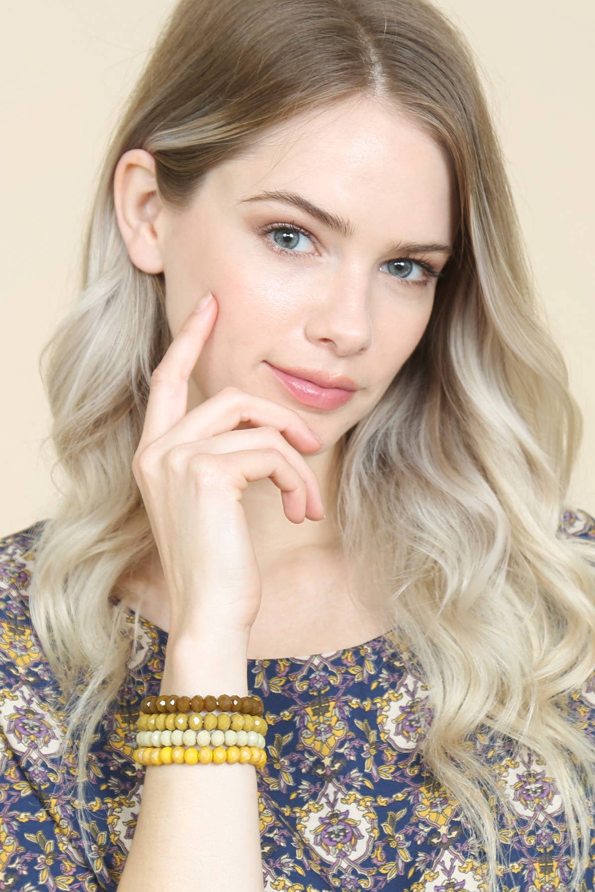 MYS Wholesale Inc - Wholesale Beaded Bracelet - 4 Line Glass Beads Stretch Bracelet2