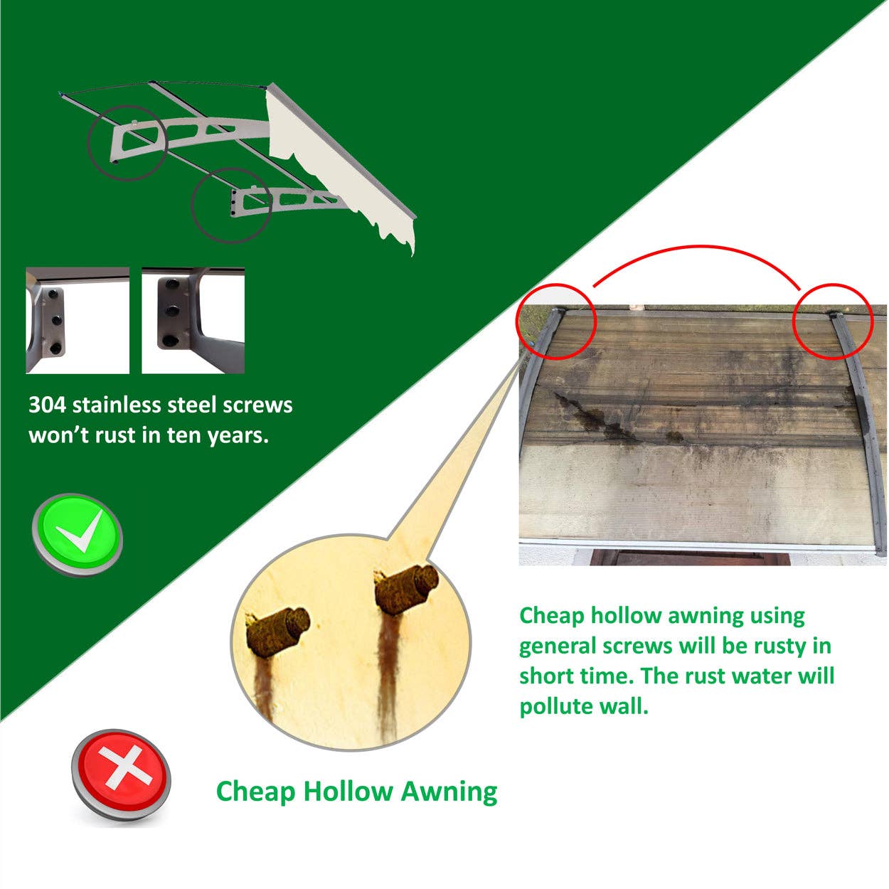 39F Inc. - Wholesale Outdoor Ornament/Decor - DA5934W Series 59"x34" Door Window Awning Canopy - PC7