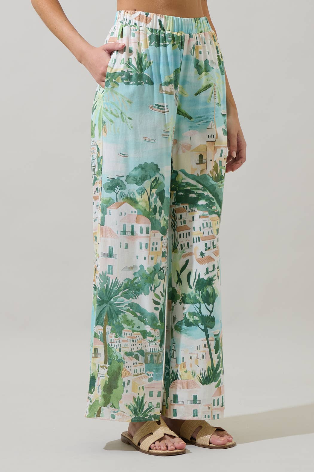 AQUA MULTI Piti Town Snipy Wide Leg Pants for wholesale on Faire2