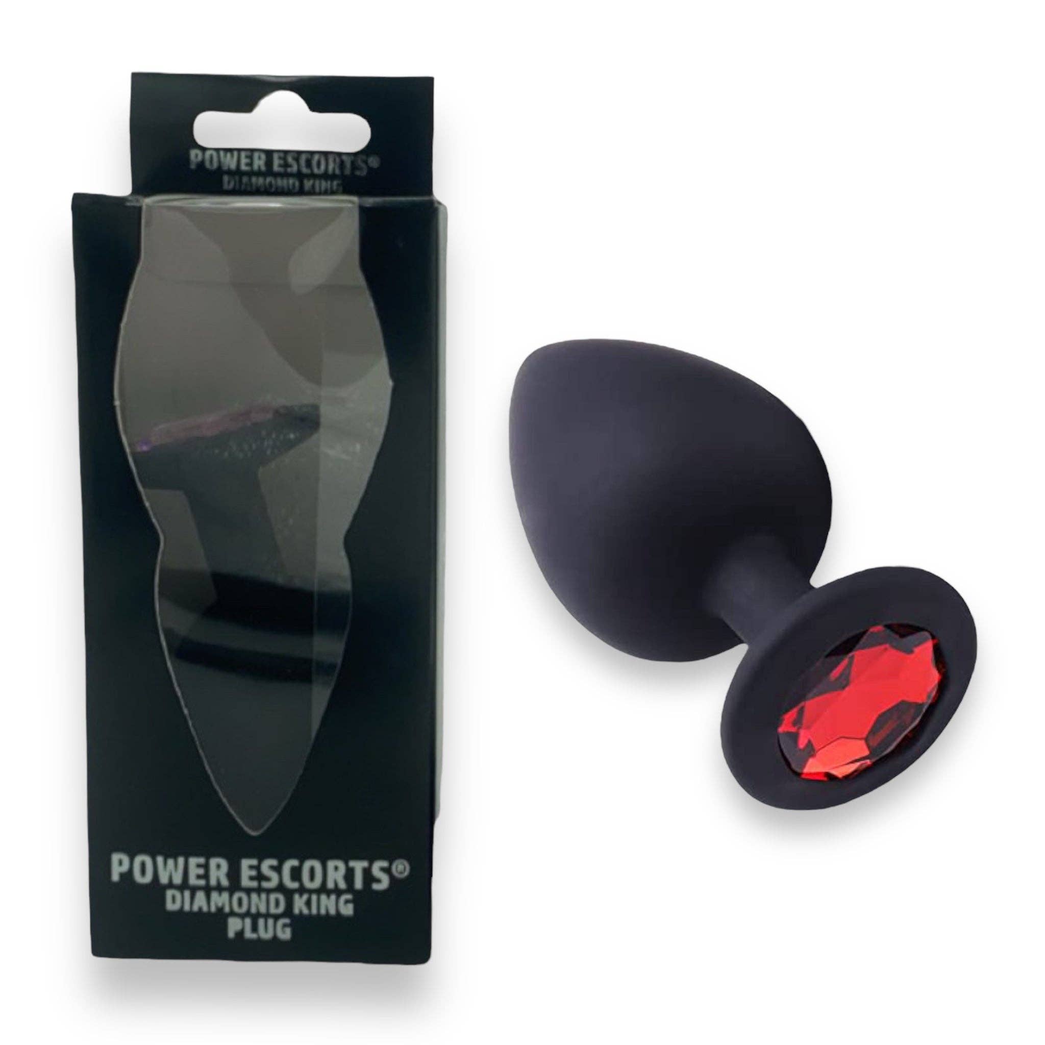 Kinky Pleasure - Wholesale Sex Toy - Power Escorts - BR135 - Diamond King - Silicone Butt Plug - Black - 6 Colors - 3 Sizes10
