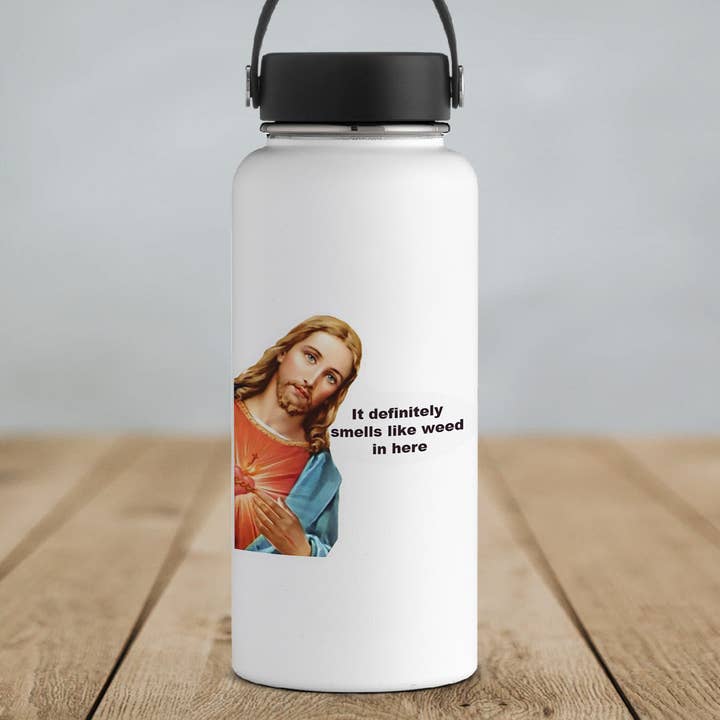 Ozark Sticker Company - Wholesale Sticker - It Definitely Smells Like Weed in Here Jesus Sticker3
