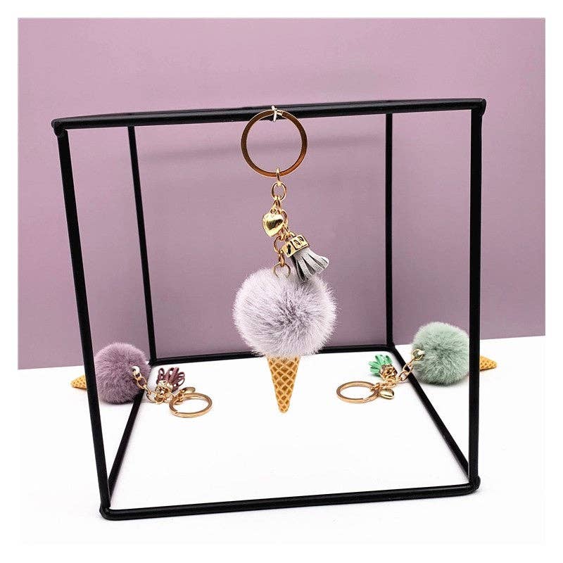 UZ Wholesale Store – wholesale Keychain – Women's – Cartoon Plush Ice Cream Cone Keychain Pendant2