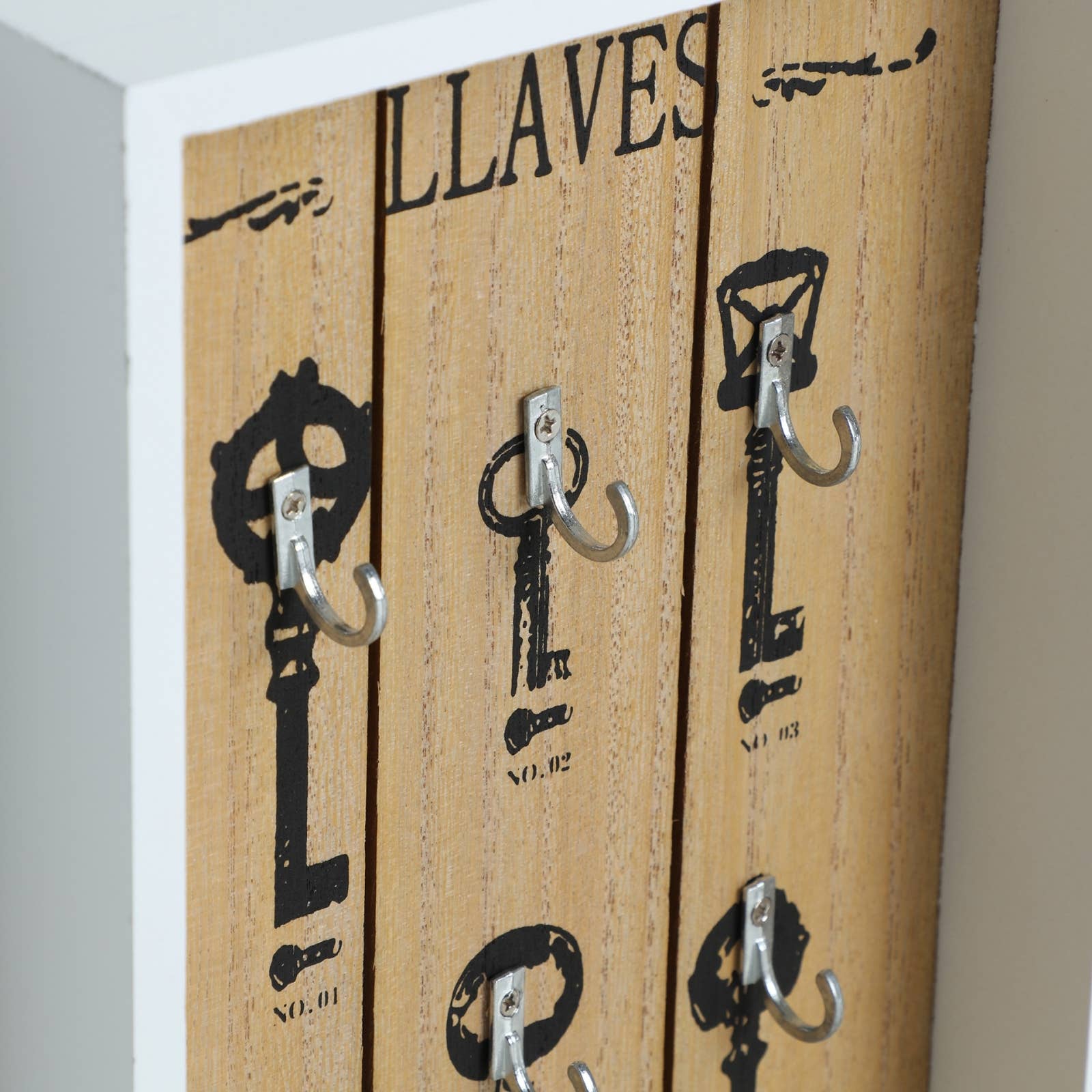 B&B - Venta al por mayor Ganchos de pared - Caja De Llaves Madera Dm Blanco/Marrón 18X4X28cm1