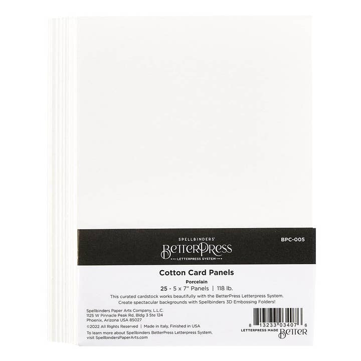Porcelain BetterPress A7 Cotton Card Panels - 25 Pack for wholesale by Hero Arts + Spellbinders Wholesale