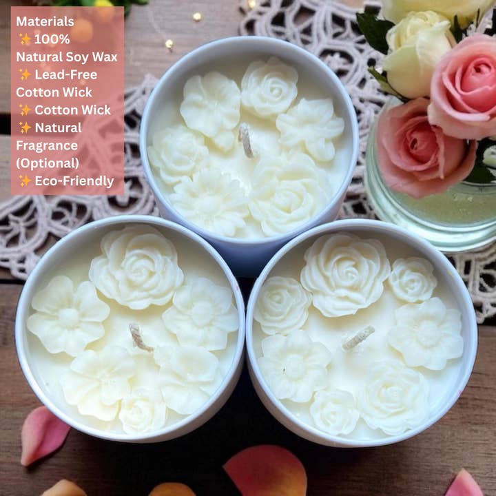 Karly’s Candles - Wholesale Party Favor - Flower Soy Candle Favors in 4oz Tin for Events1