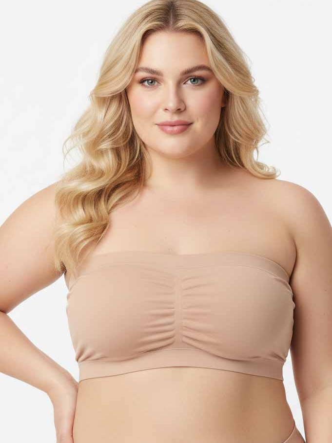 Seamless Plus Size Padded Bandeau , Nude for wholesale by Amerikan Basics