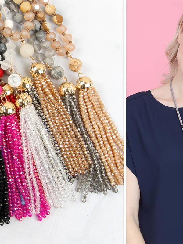 Pendentif à pompon en forme de rondelle avec collier en polycorde pour la vente par MYS Wholesale Inc