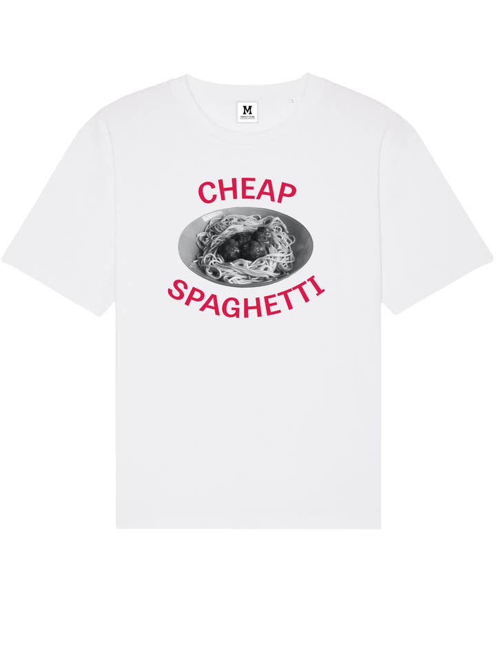 "Cheap Spaghetti" White T-shirt by Family Store for wholesale by Family Store UK
