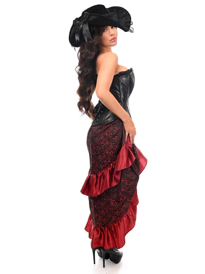 Daisy Corsets – wholesale Costume – Women's – Top Drawer 4 PC Black/Red Premium Pirate Corset Costume
