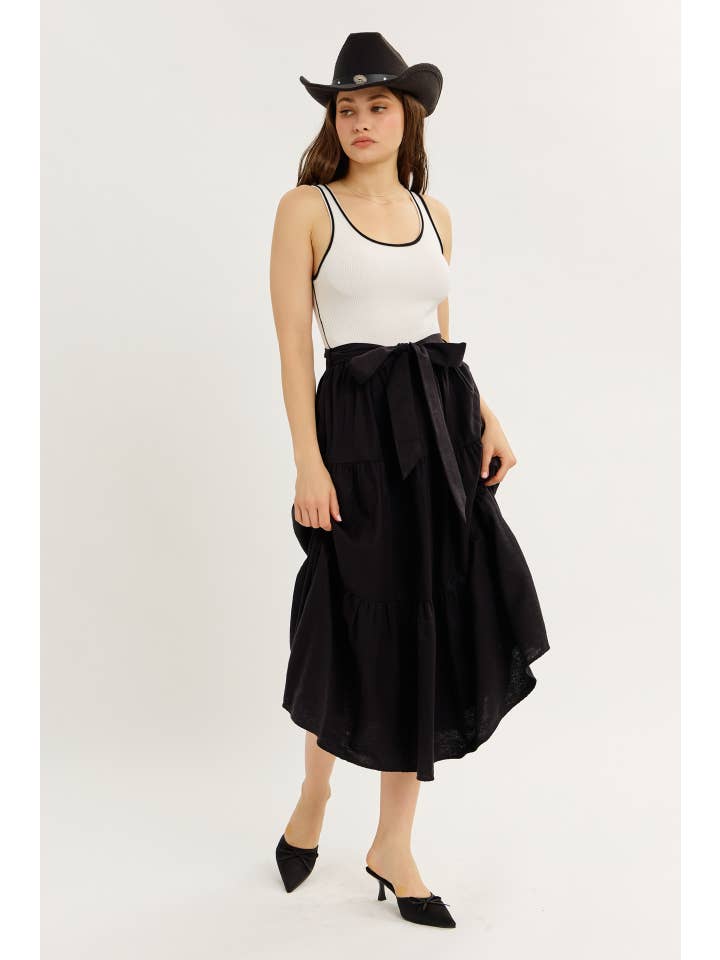 idem ditto – Engroshandel Kjole - Dame – MIDI-KJOLE MED BÆLTE OG FLÆSEDETALJER I BLANDET MEDIE OG SWEATERMATERIALE19