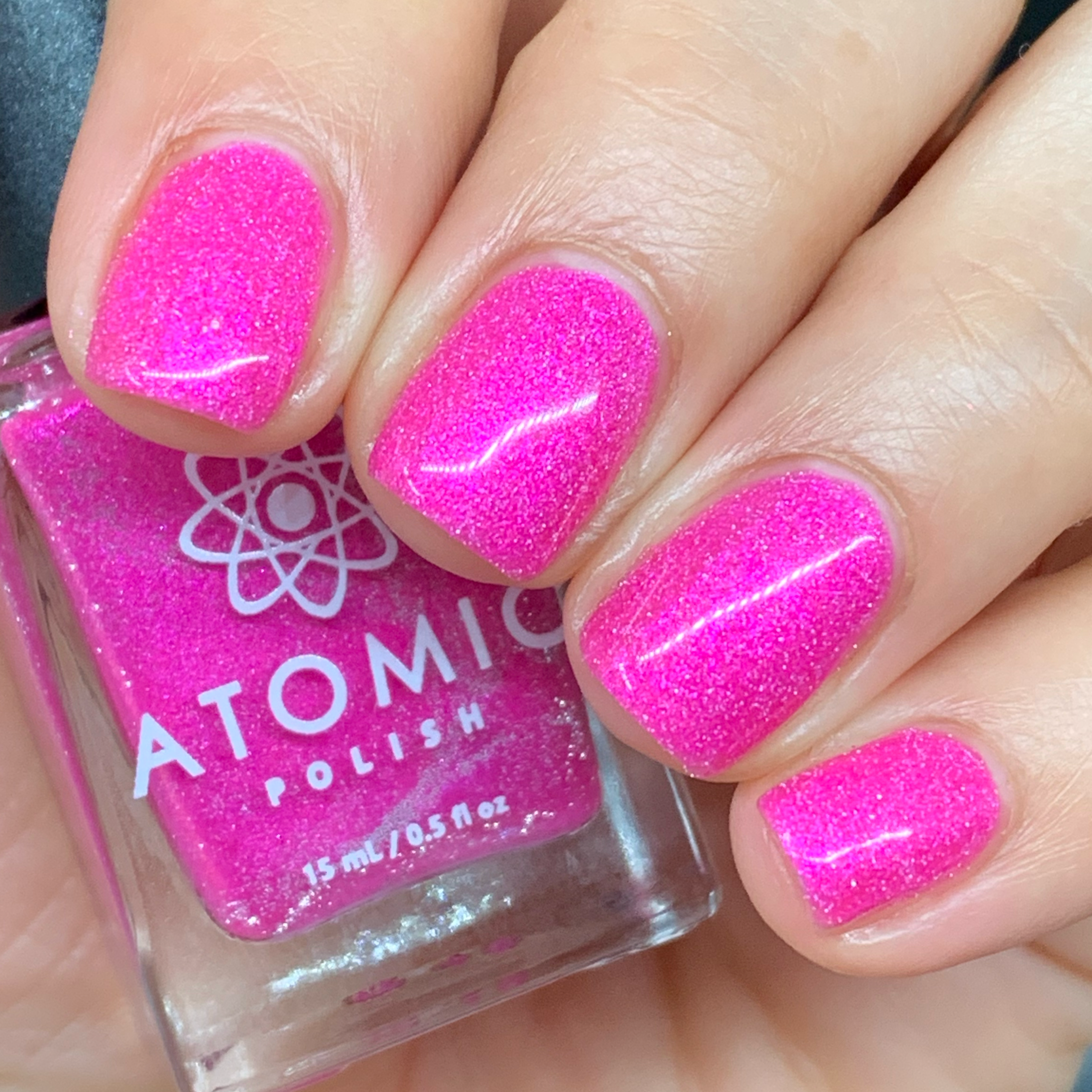 Atomic Polish - Wholesale Nail Polish - Glucose Pink Nail Polish with Silver Glitter10