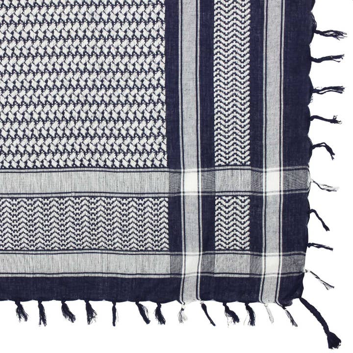 Tribal Trade GmbH – Großhandel Schal – Unisex – Palituch - Blau-Navy - Weiß - Kufiya PLO Tuch