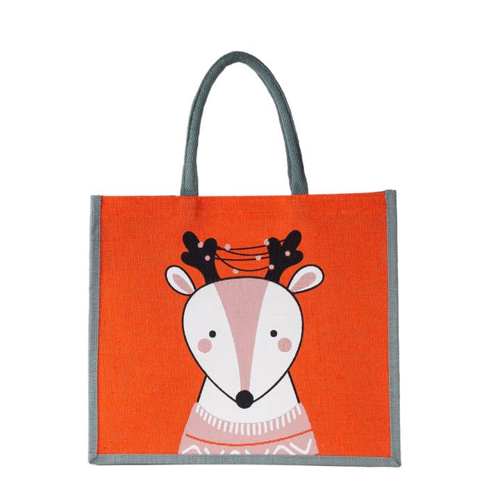 Reindeer Reusable Christmas Gift Bag for wholesale by Everything Bags Inc