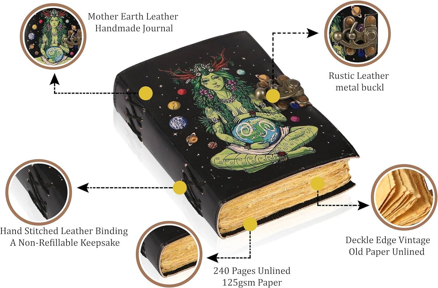 Tuzech Leather – wholesale Journal och dagbok – TUZECH läderklätt anteckningsbok med grimoirestil och ojämna kanter för män och kvinnor66