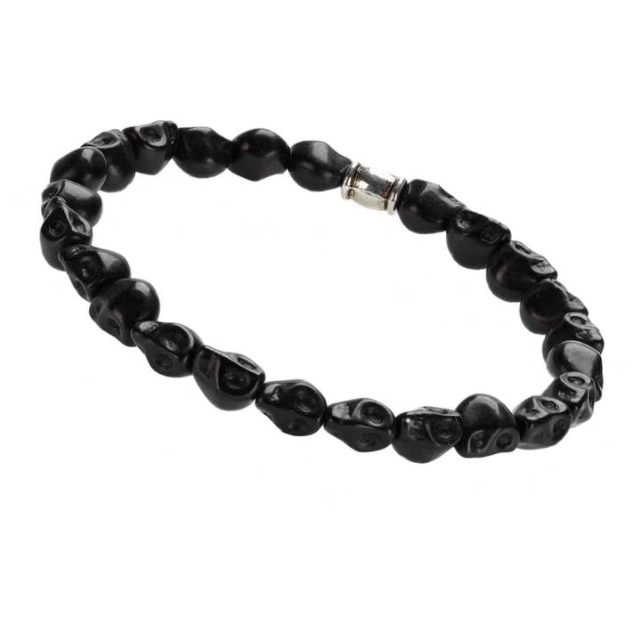 Pulseira de pedra de caveira - tom de ônix preto por atacado de Low Tide Island Design