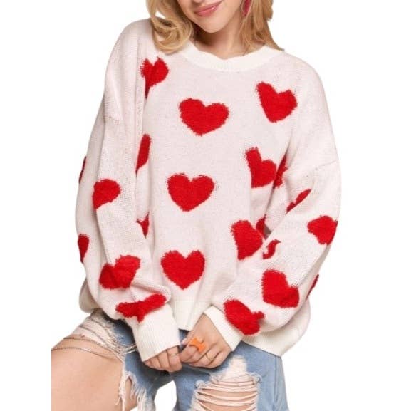 Blue Bunny Inc - Wholesale Knit Sweater - Women's - Cropped Button Down Sweater Cardigan Boho Floral Heart Patte