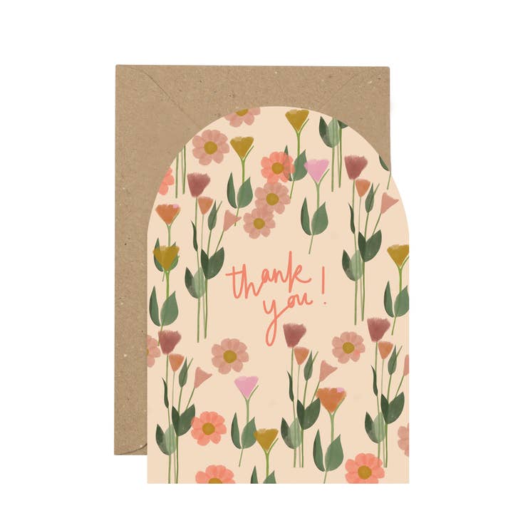 Floral 'Thank You' card for wholesale by Plewsy