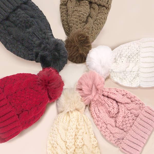 CLASSIC CABLE KNOT POM POM BEANIES HAT | 40BN912 and other Purchase Wholesale pom pom beanie. Free Returns & Net 60 Terms on Faire trending on Faire.
