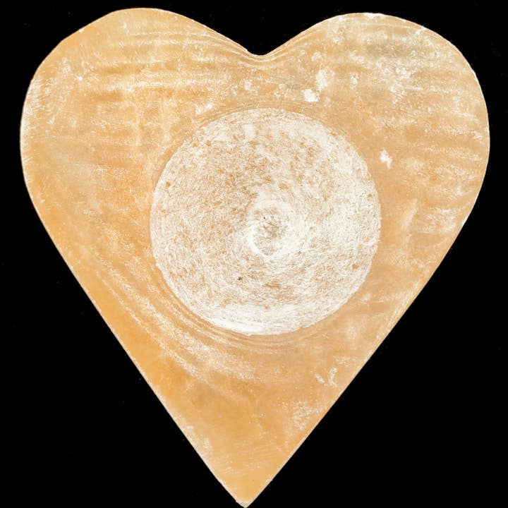 CRCBEADS - Wholesale Candle Holder - Natural Selenite Crystal Heart Shape Candle Holder Size Approx. 3.25" Inches1