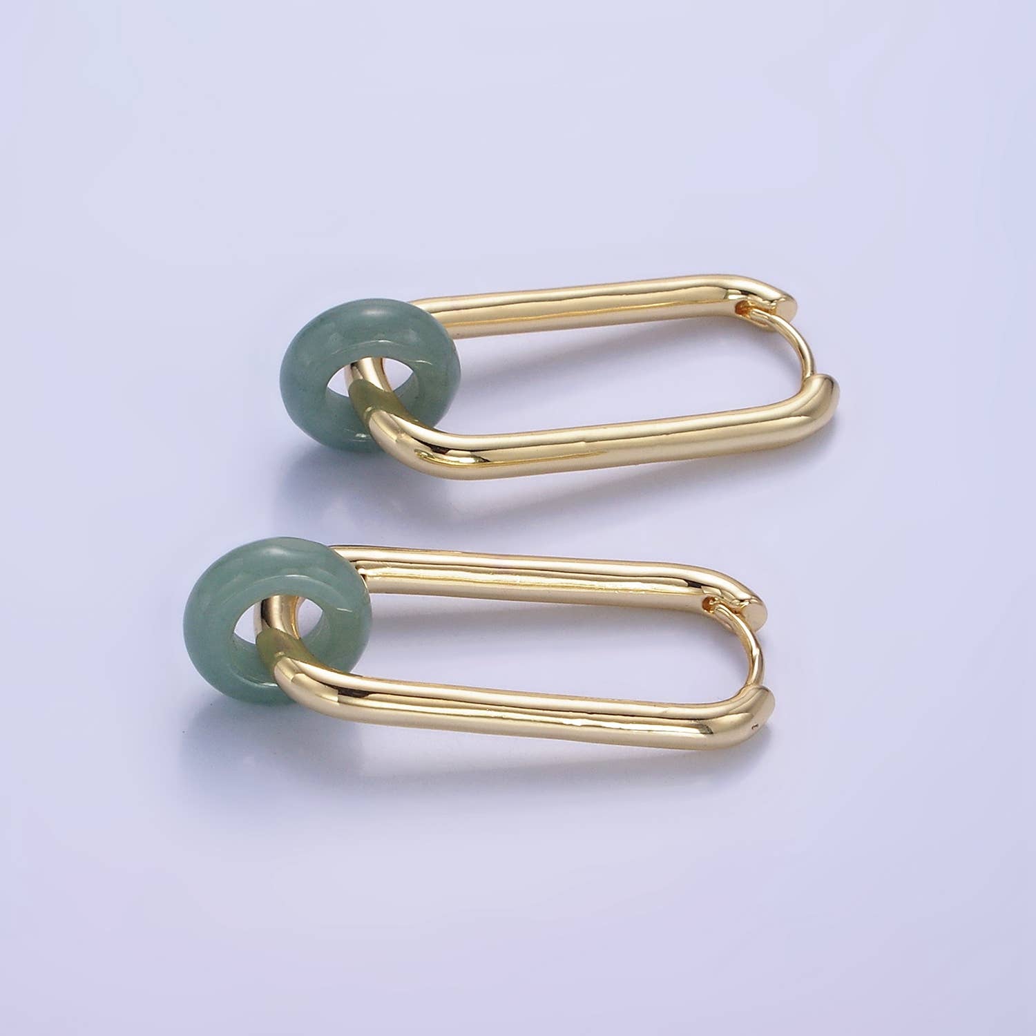 Aim Eternal – Engroshandel Hoops – 14K Godfyldte 35mm Jade Donut Drop Aflange Hoops