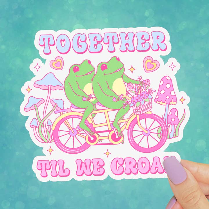 Pastel Frog Sticker, Til We Croak Funny Valentine Decal for wholesale by Pretty Toxic Stickers