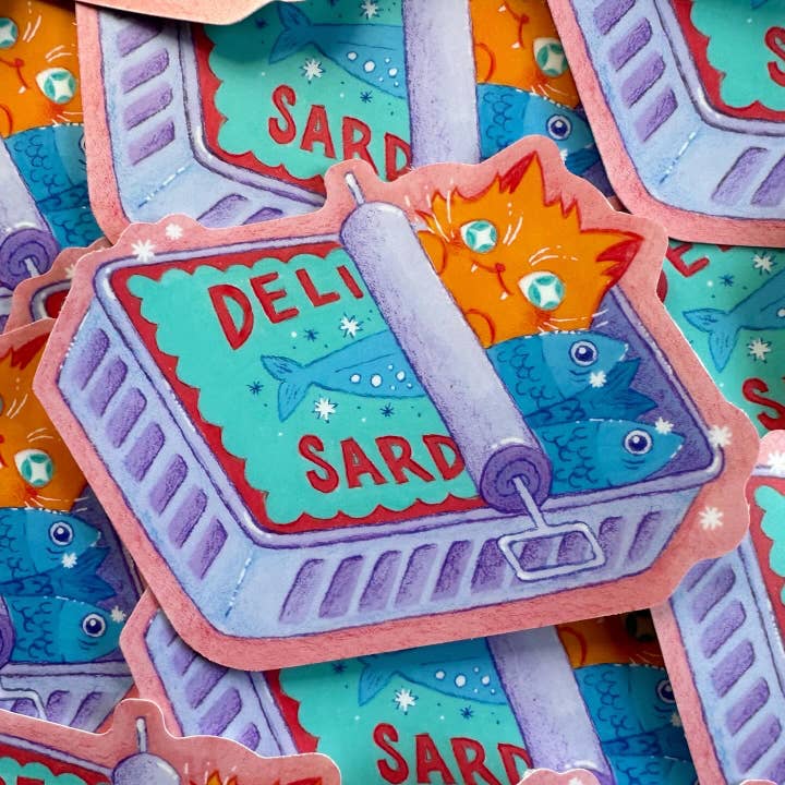 Sticker Cat in Sardine Can Matte voor wholesale door BBall Y'all