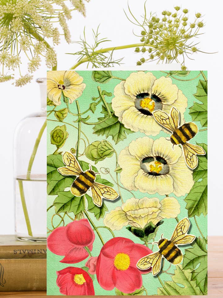 PU005P ~ Pop Up Greeting Card with Bees for wholesale by Madame Treacle