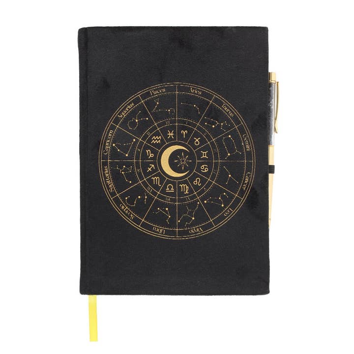 WONDER IMPORTS AUSTRALIA - Wholesale Journal/diary - Astrology Wheel Journal with Black Obsidian Crystal Pen1