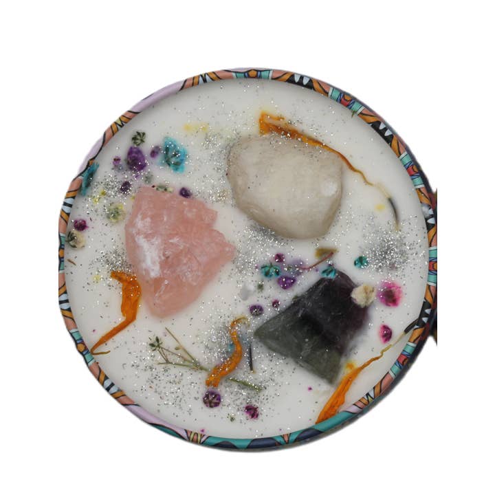 Candela decorativa da meditazione in cristallo organico viola bruciato per la vendita all'ingrosso da parte di SWC Sisu Wellness Center