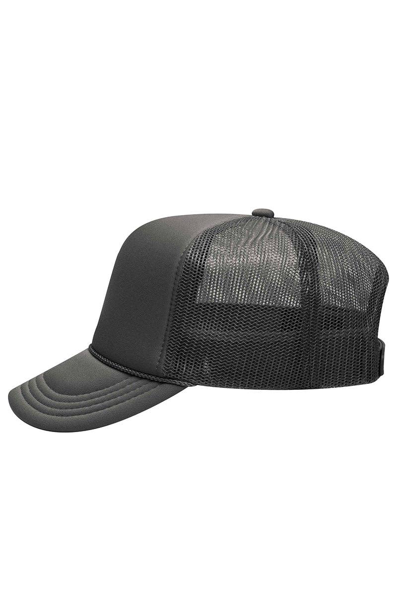 Wholesale Accessory Market - Vente Casquette de camionneur – unisexe - Casquette Trucker Haute Couronne en Mousse Gris Charbon pour Jeunes OTTO1