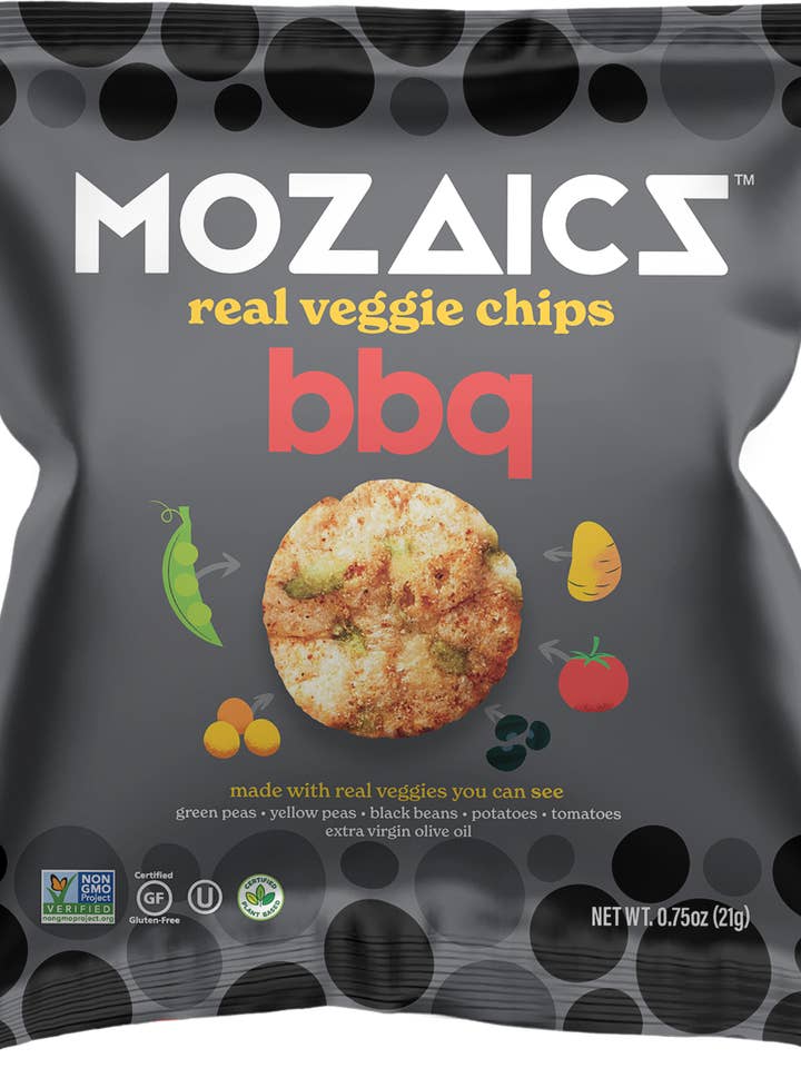 Mozaics BBQ Echte Veggie Chips 0,75 Unzen Einzelservieren für den Großhandel von Mozaics Chips